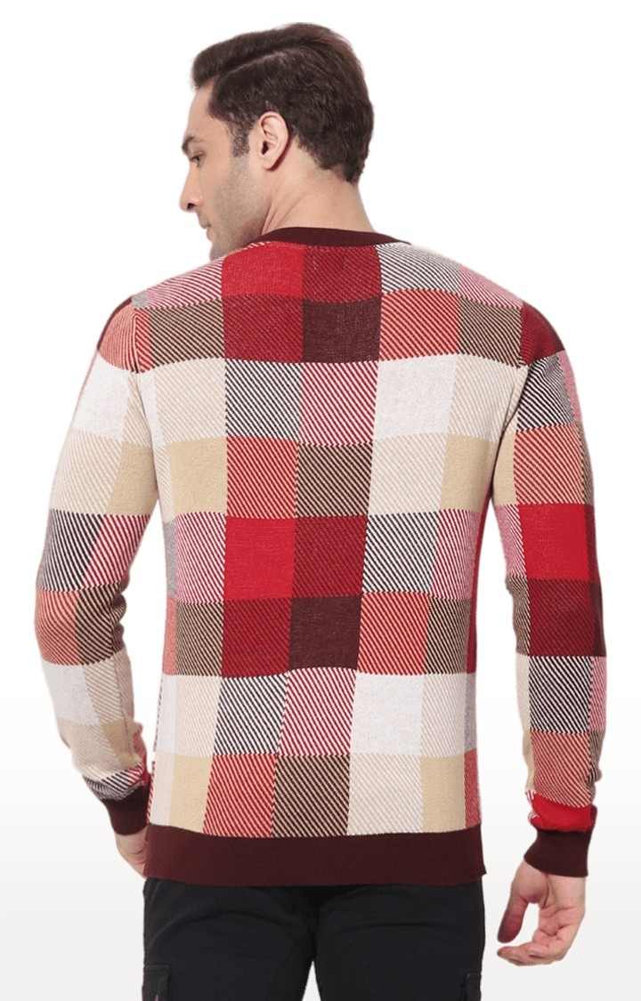 Men's Red Checked Sweaters