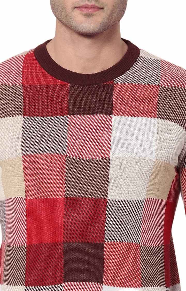 Men's Red Checked Sweaters