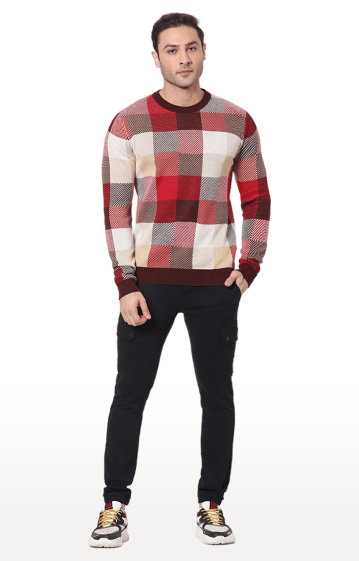 Men's Red Checked Sweaters