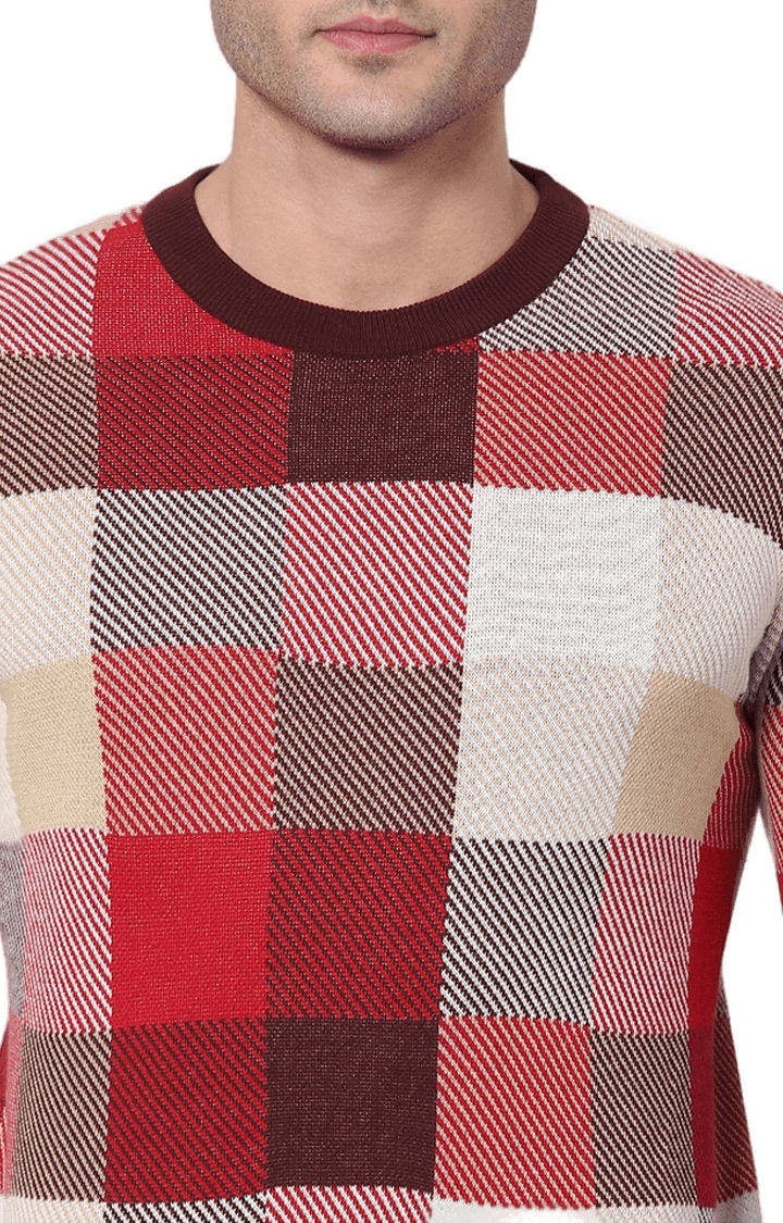 celio | Men's Red Checked Sweaters 4