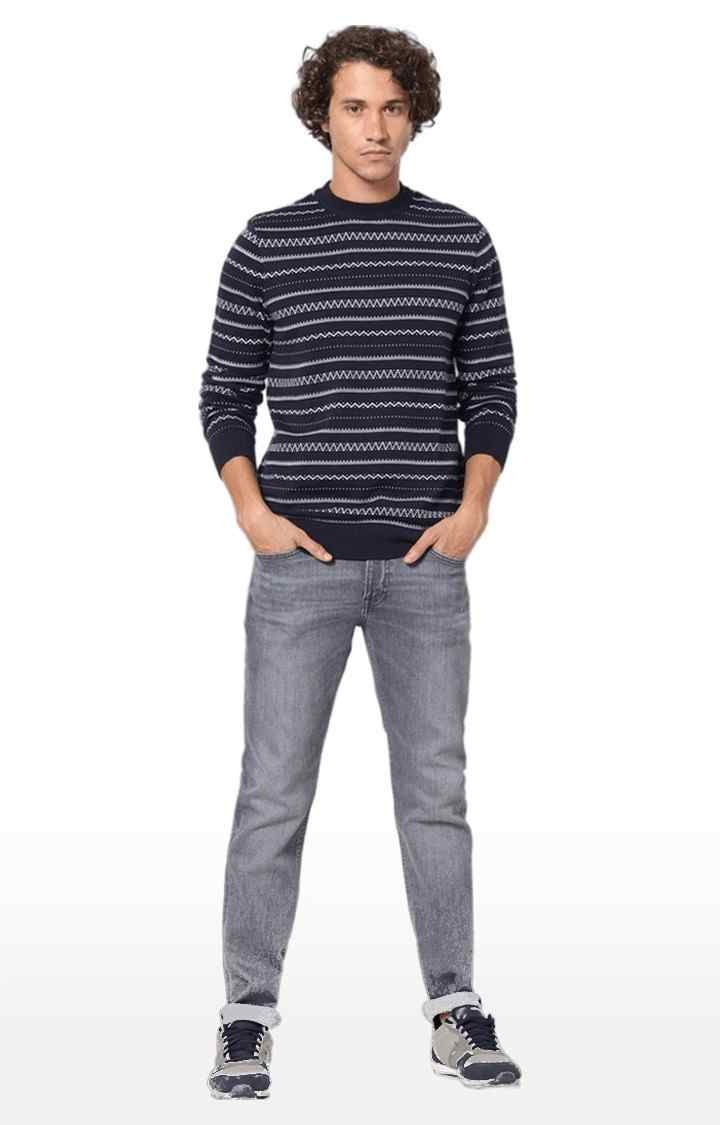Men's Blue Striped Sweaters