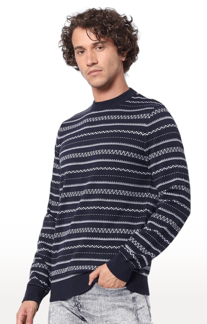 celio | Men's Blue Striped Sweaters 2