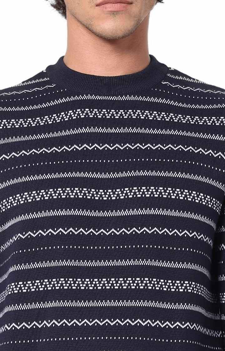 Men's Blue Striped Sweaters