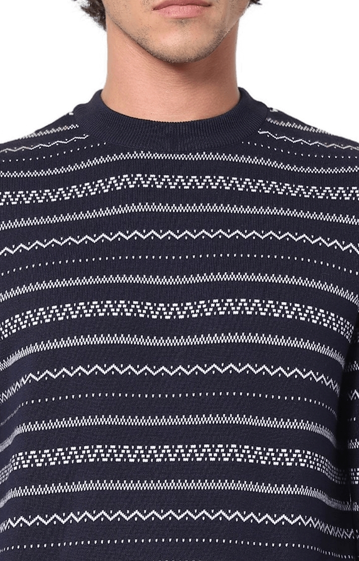 celio | Men's Blue Striped Sweaters 4
