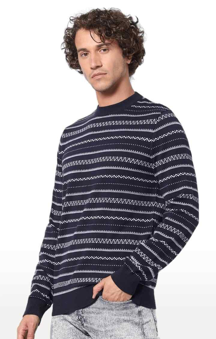 Men's Blue Striped Sweaters