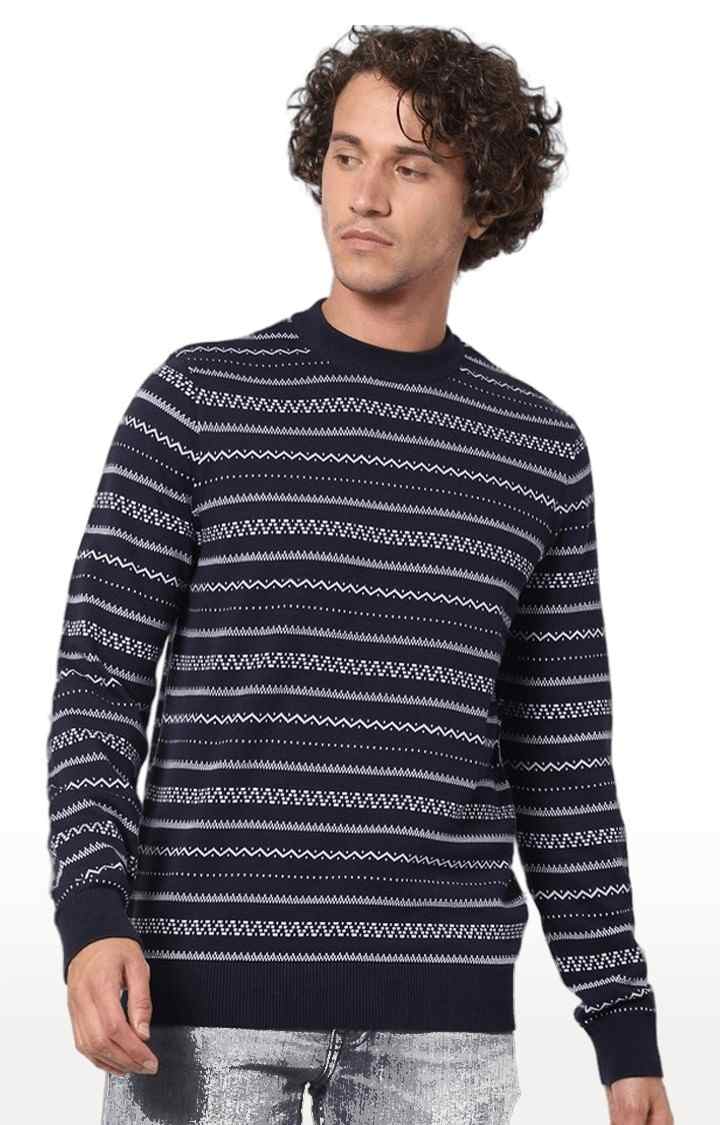 Men's Blue Striped Sweaters