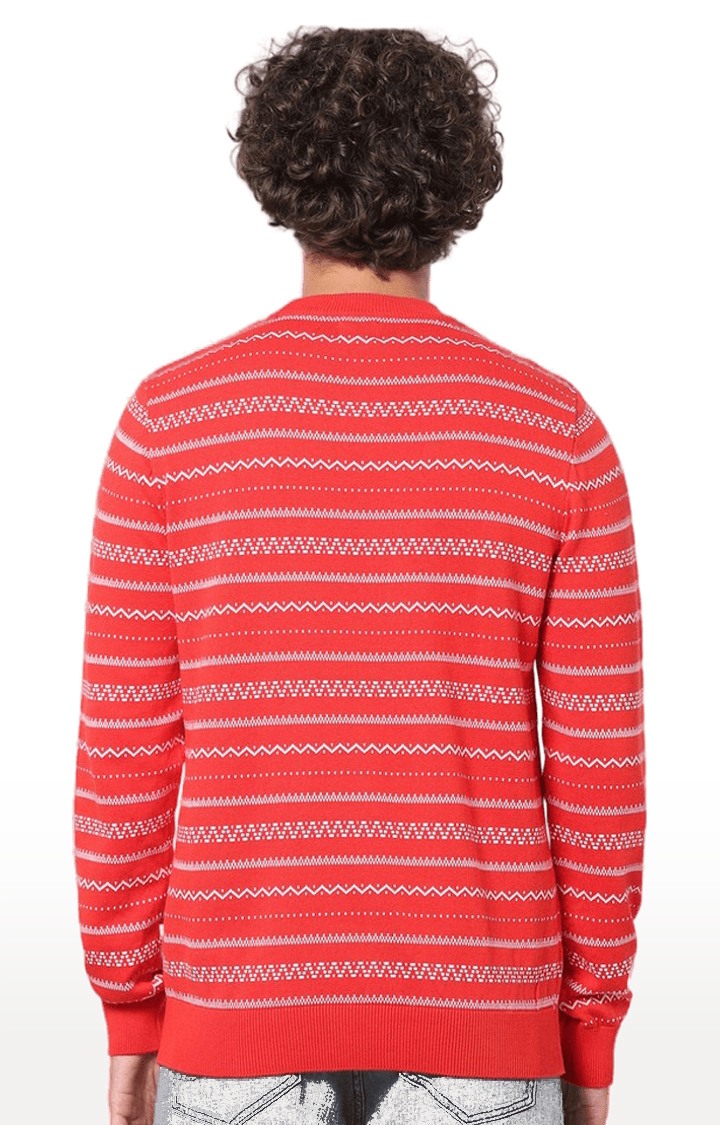 Men's Orange Striped Sweaters