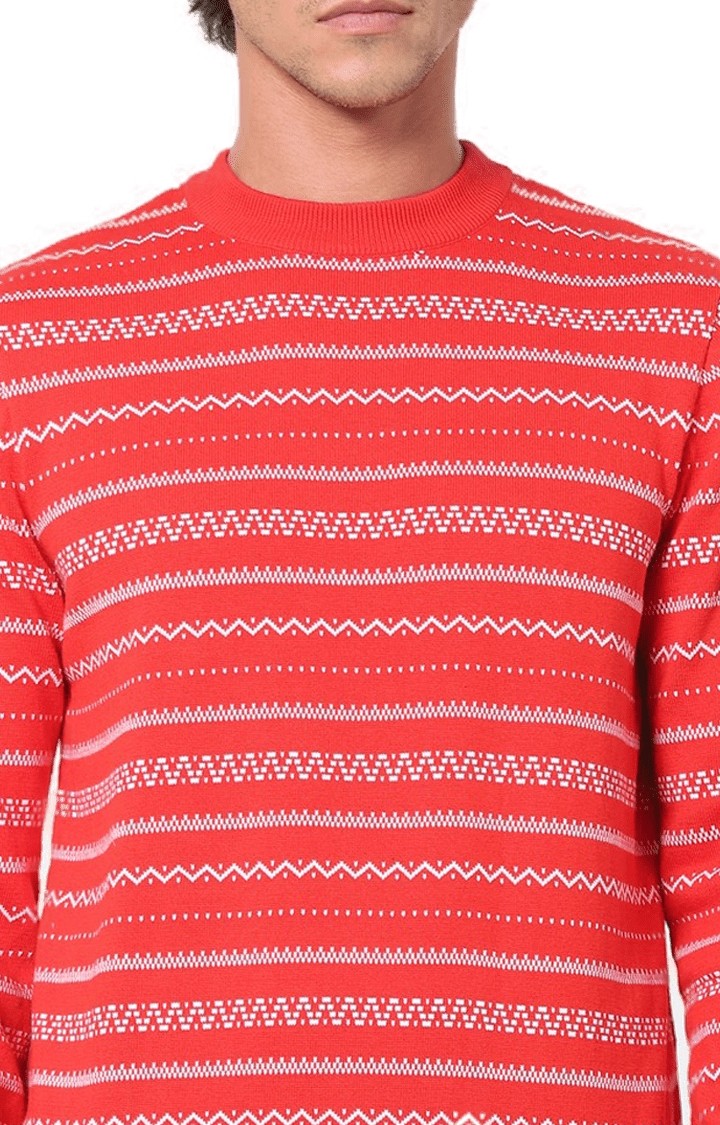 Men's Orange Striped Sweaters