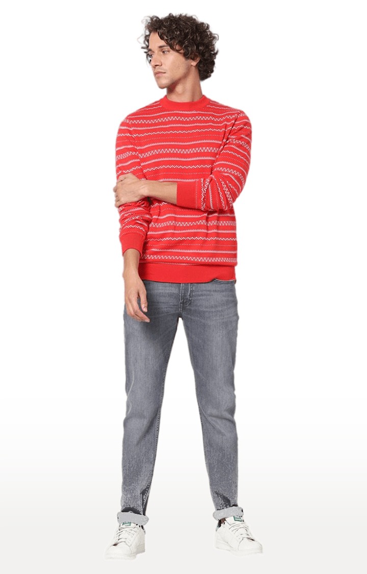 Men's Orange Striped Sweaters