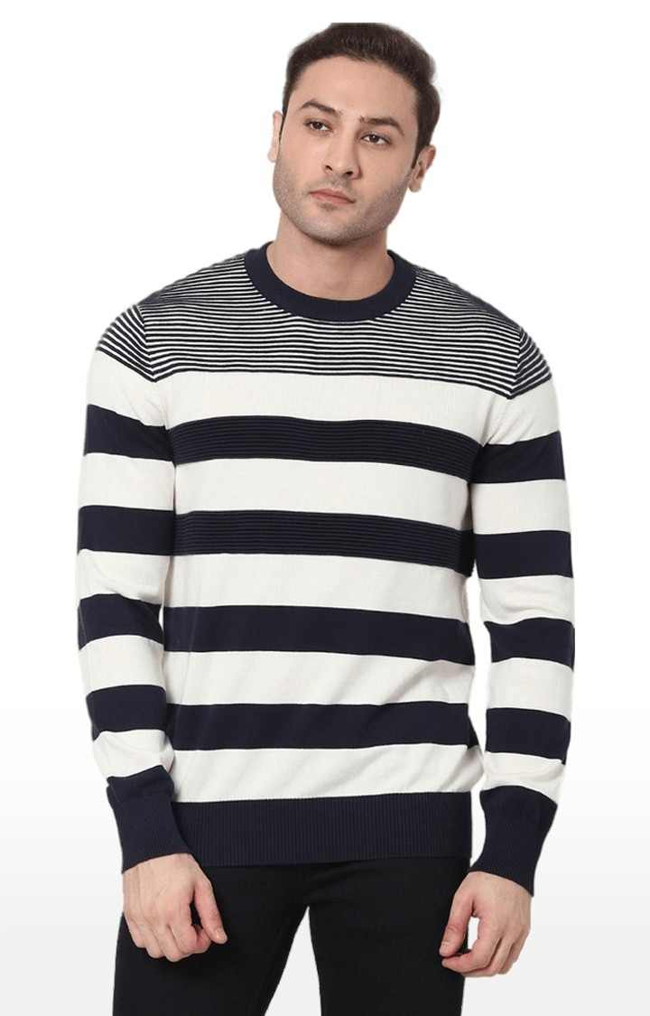 Men's Blue Striped Sweaters