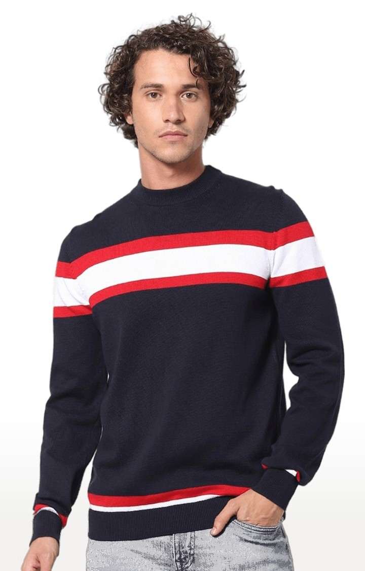 Men's Blue Striped Sweaters