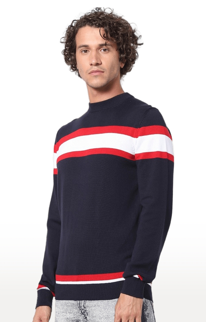 celio | Men's Blue Striped Sweaters 2