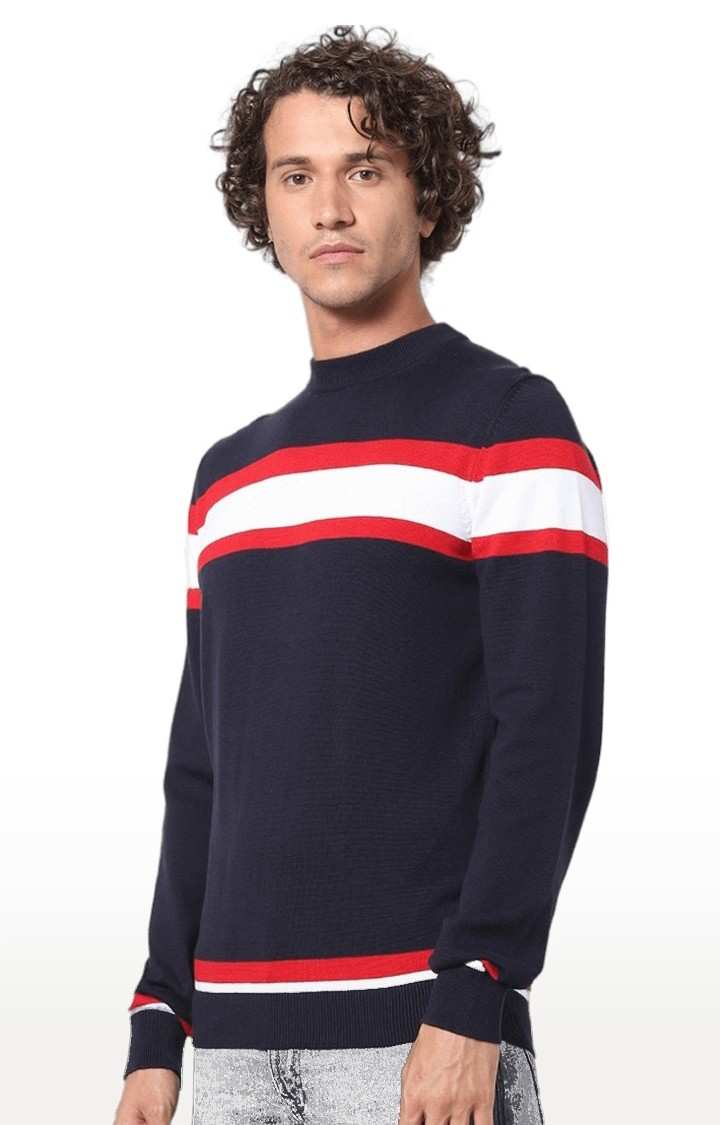 Men's Blue Striped Sweaters