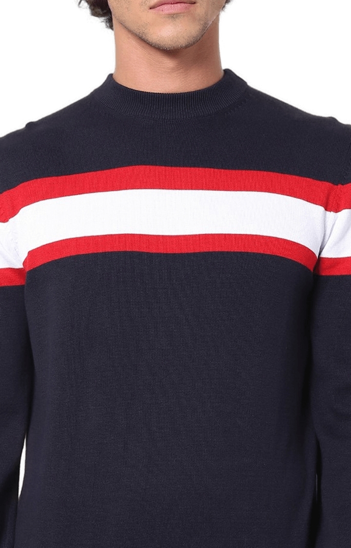 celio | Men's Blue Striped Sweaters 4