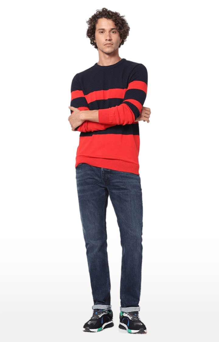 Men's Blue Striped Sweaters