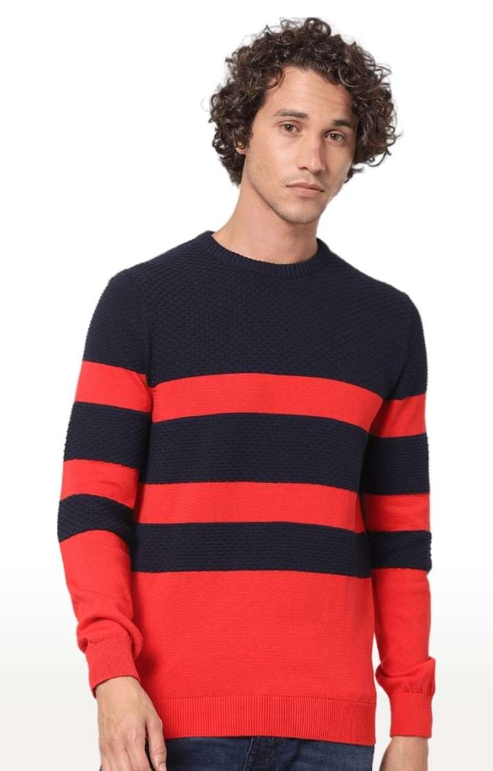 Men's Blue Striped Sweaters