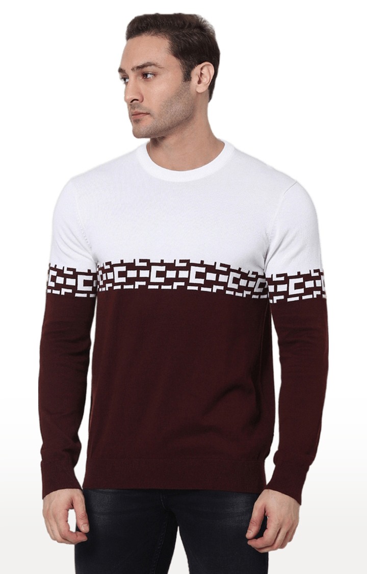 Men's Red Colourblock Sweaters