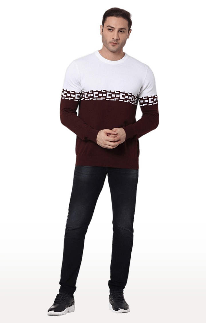 celio | Men's Red Colourblock Sweaters 1