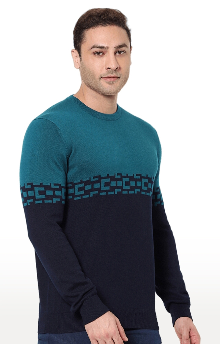 Men's Blue Colourblock Sweaters