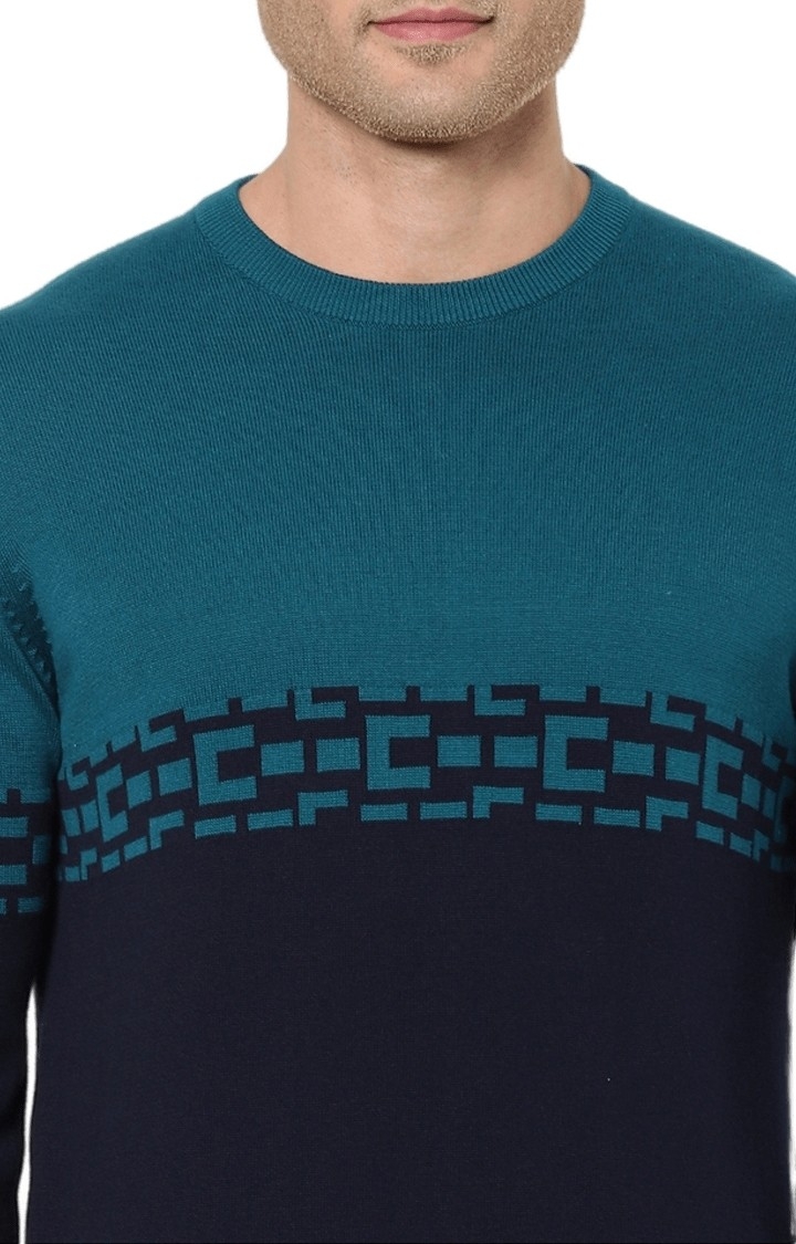 Men's Blue Colourblock Sweaters