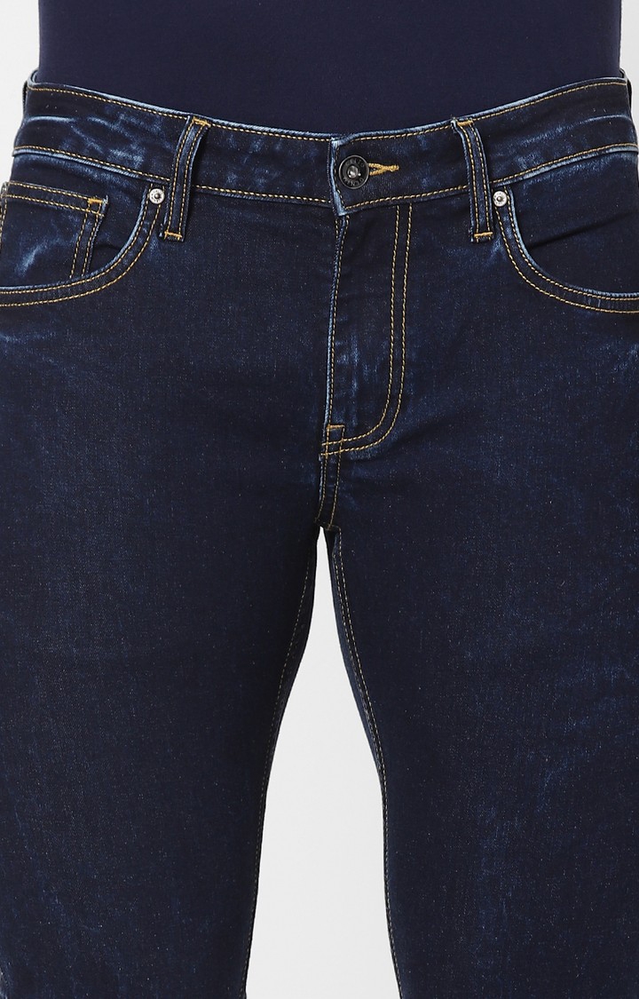 celio | Men's Blue Cotton Blend Solid Slim Jeans 5