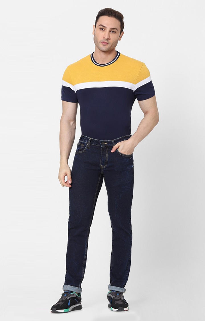 celio | Men's Blue Cotton Blend Solid Slim Jeans 1