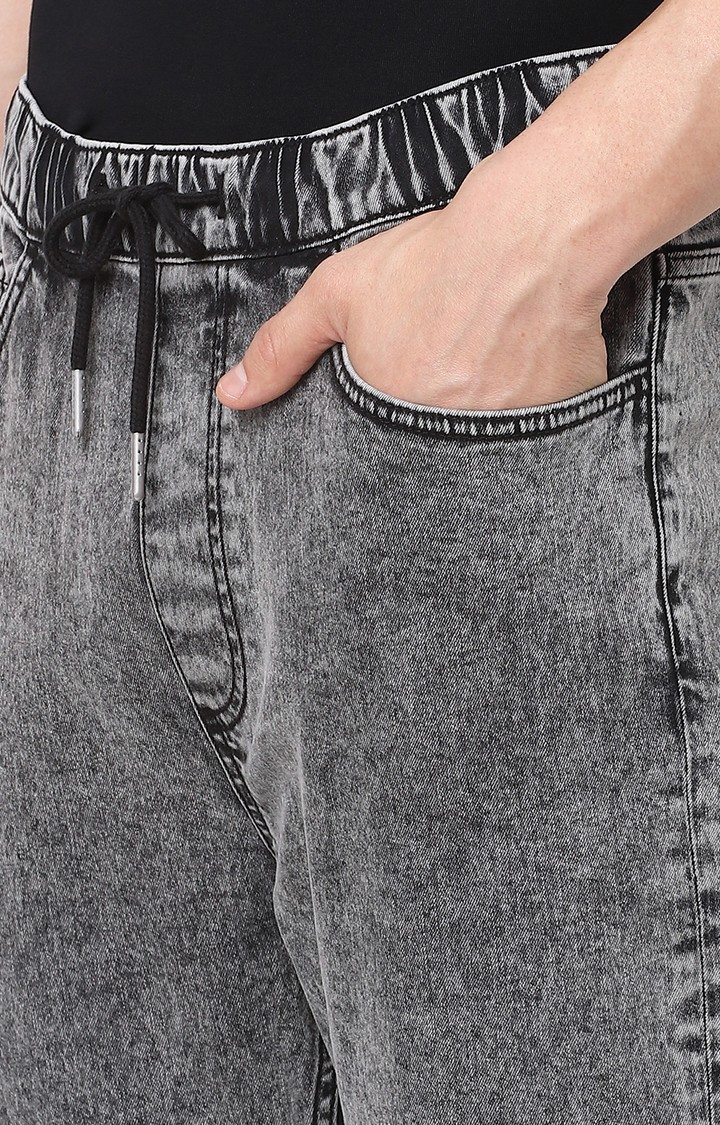 celio | Men's Grey Cotton Solid Joggers Jeans 5