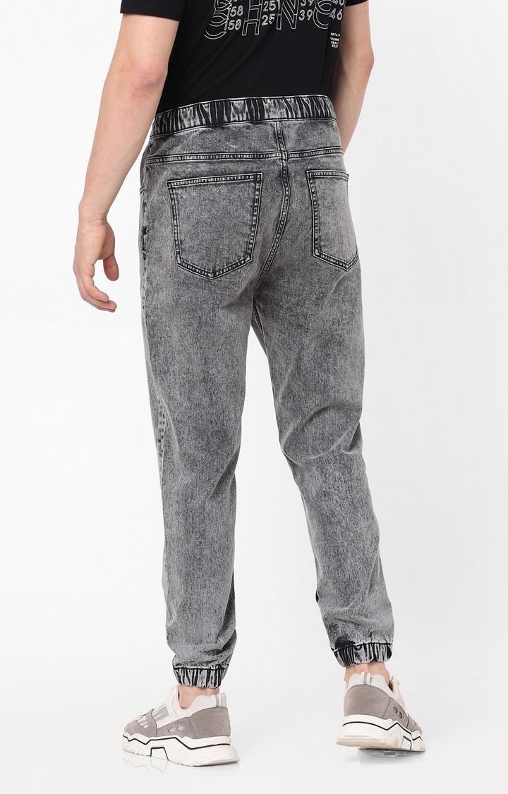 celio | Men's Grey Cotton Solid Joggers Jeans 4
