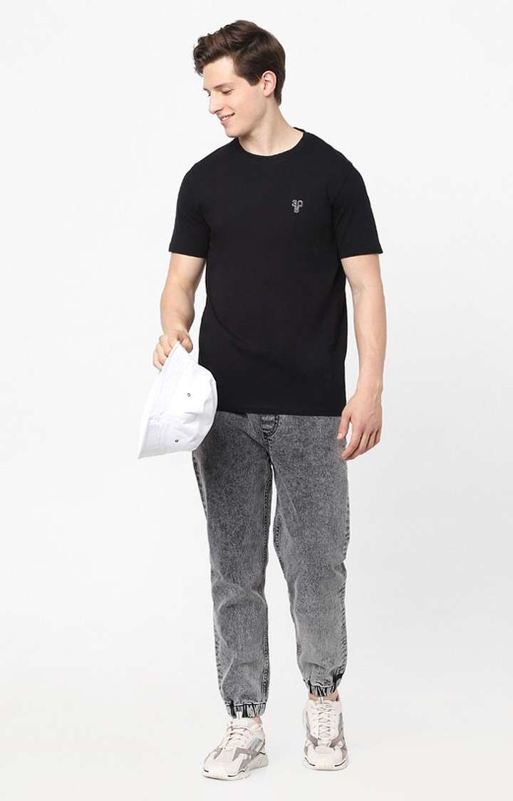 Men's Grey Cotton Solid Joggers Jeans