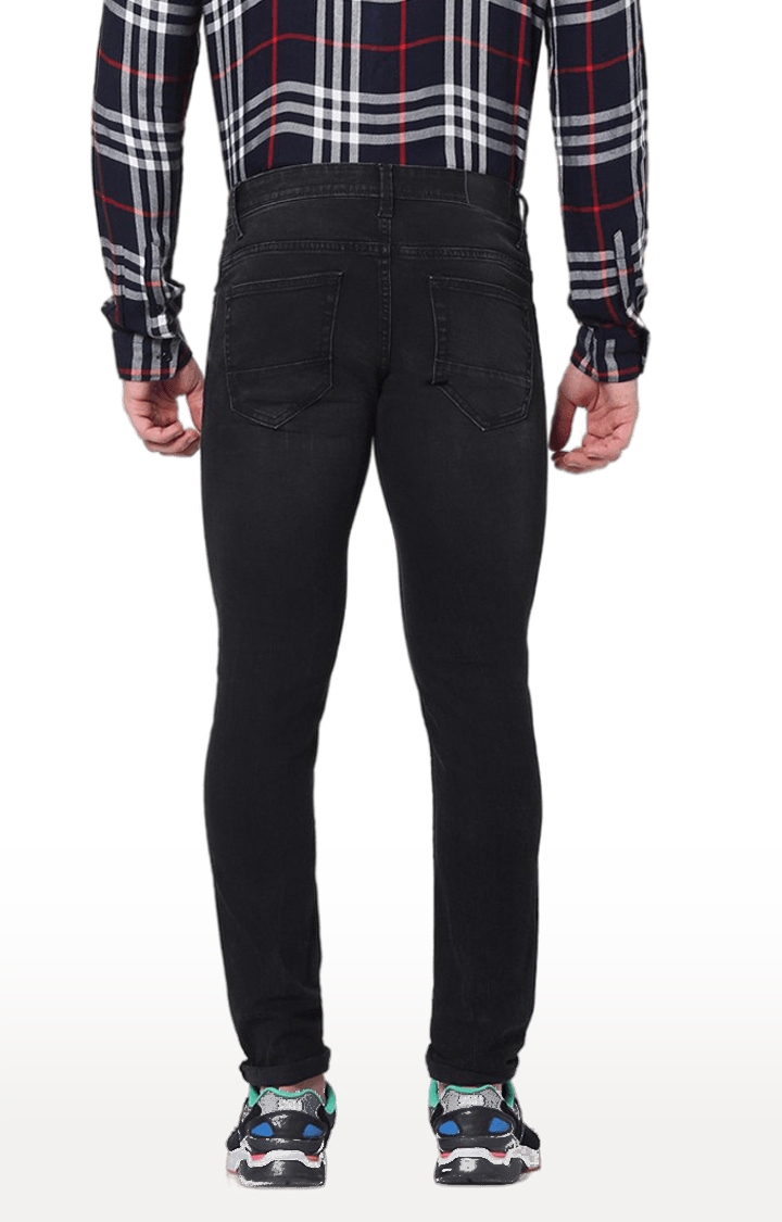 celio | Men's Black Cotton Blend Solid Slim Jeans 3