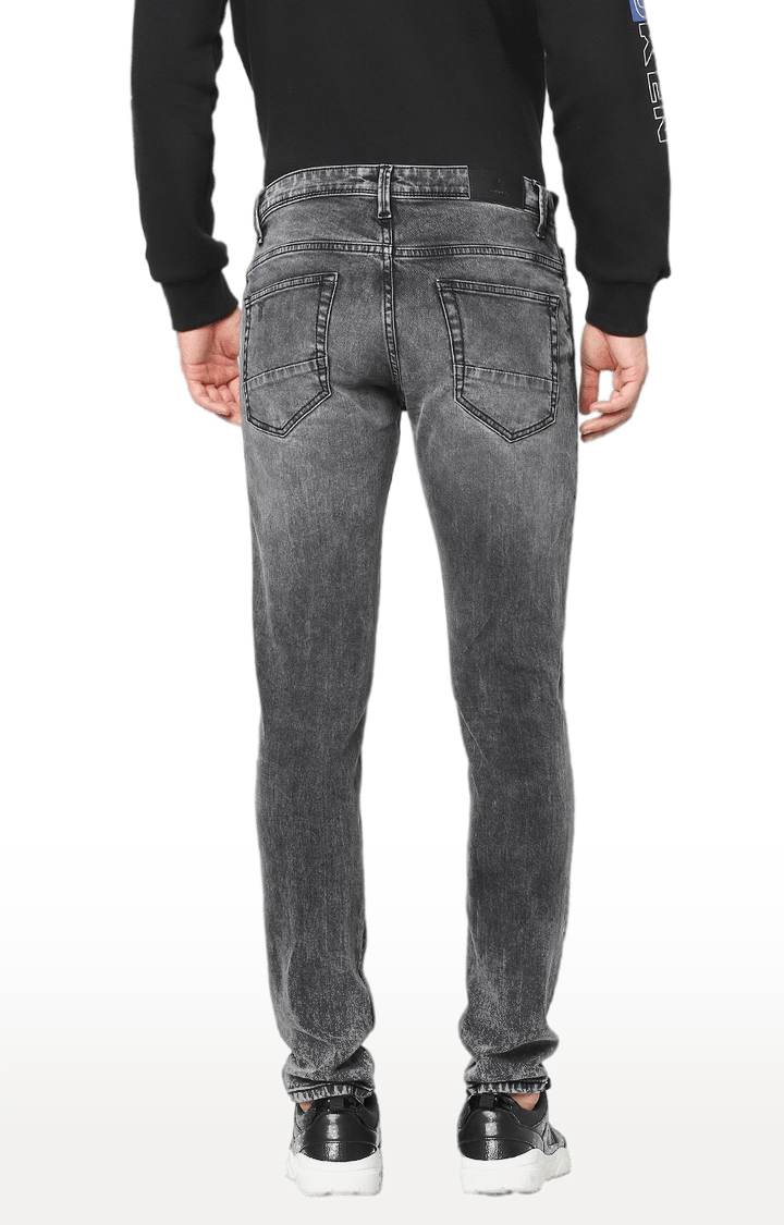 Men's Grey Cotton Ripped Ripped Jeans