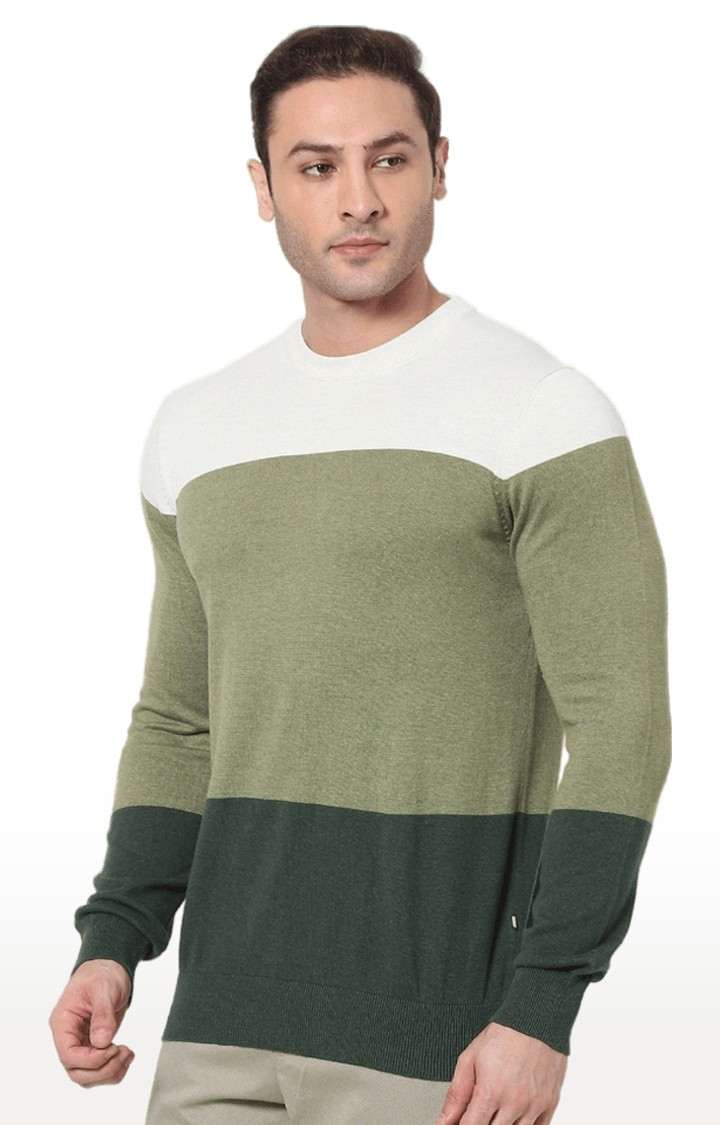 Men's Green Colourblock Sweaters