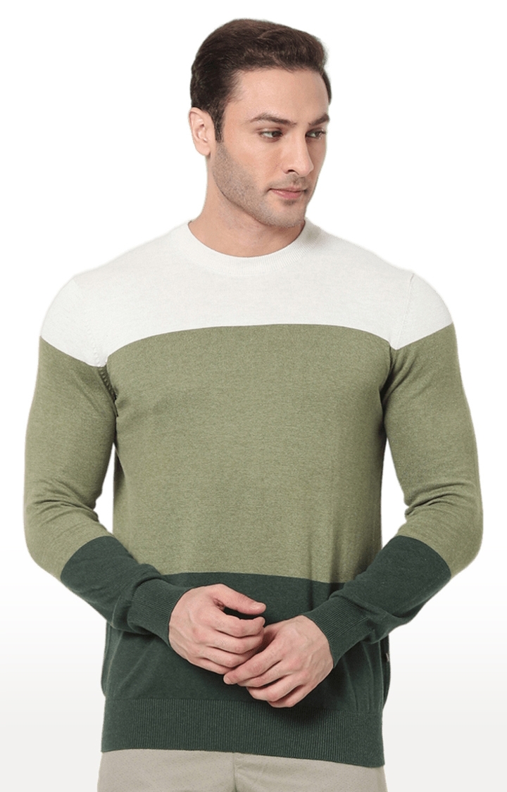 Men's Green Colourblock Sweaters