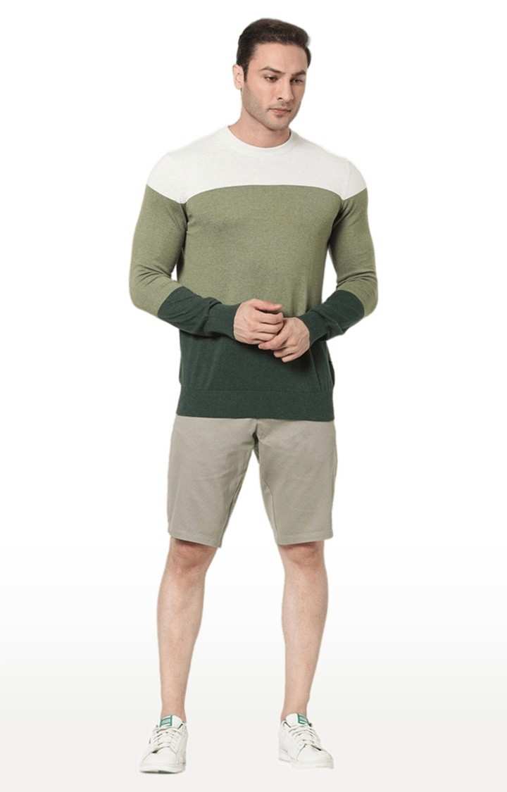 Men's Green Colourblock Sweaters