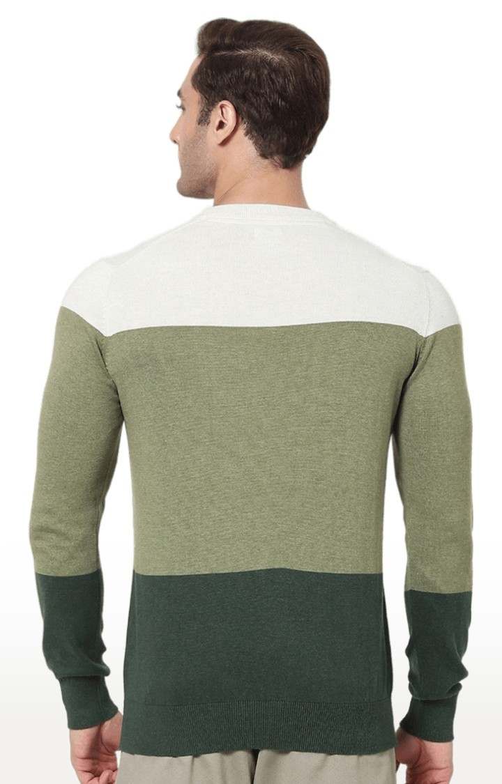 Men's Green Colourblock Sweaters
