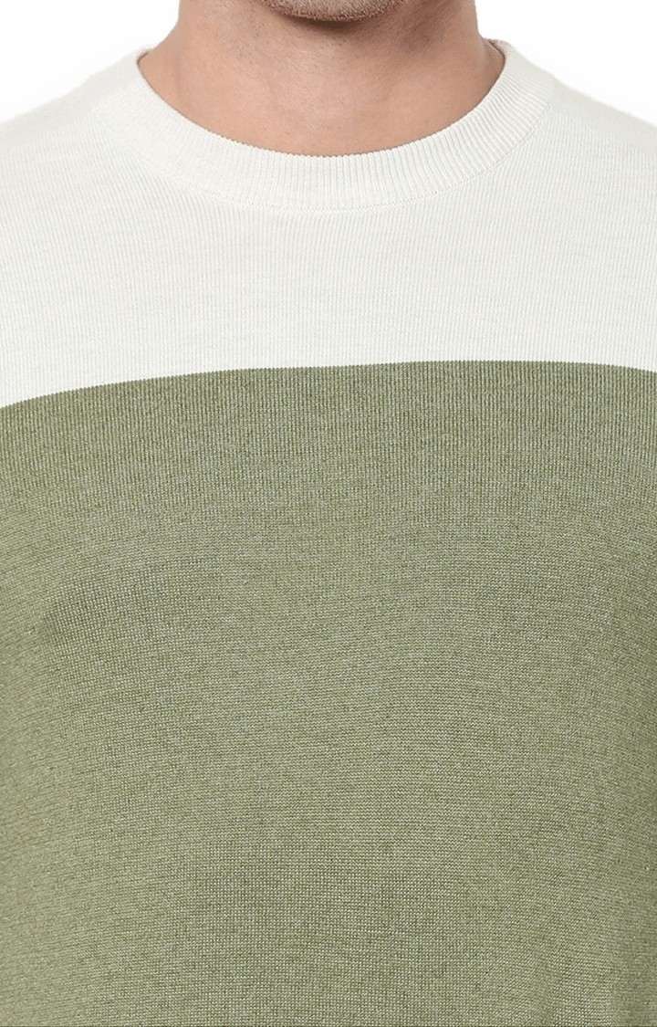 Men's Green Colourblock Sweaters