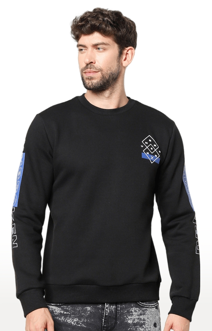 celio | Men's Black Solid Sweatshirts