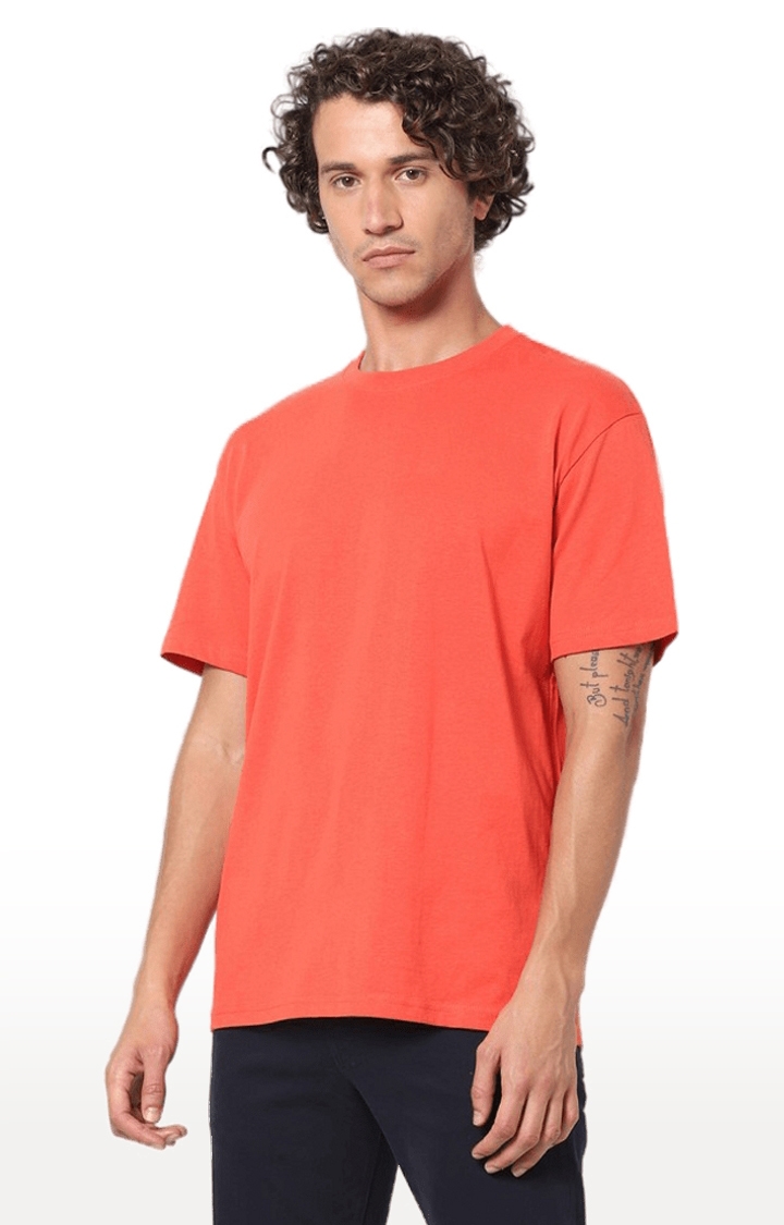 celio | Men's Red Solid Regular T-Shirts 2