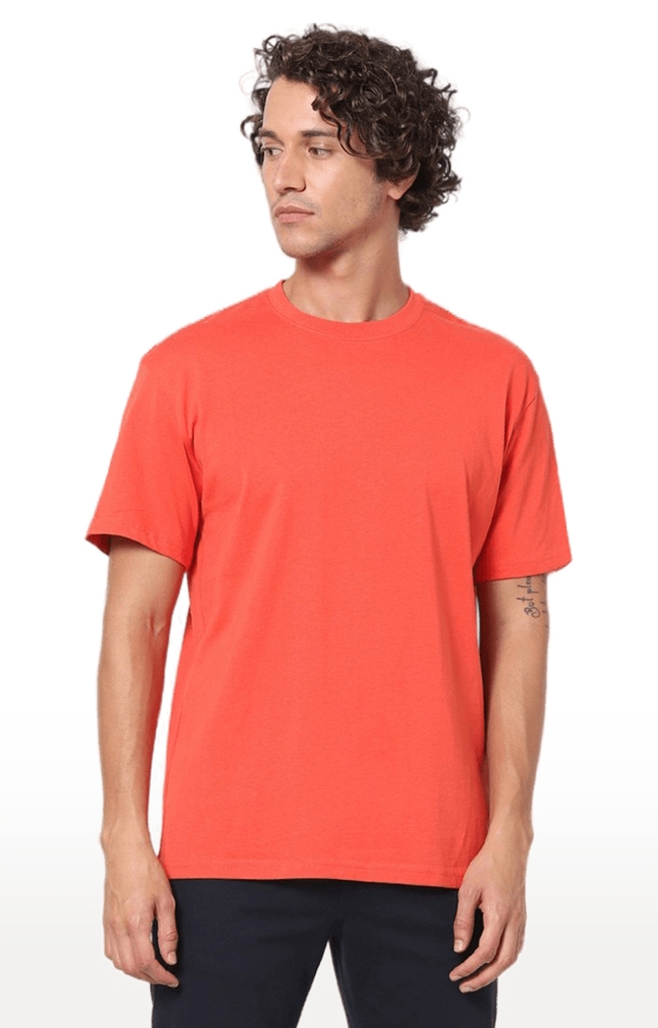 celio | Men's Red Solid Regular T-Shirts 0