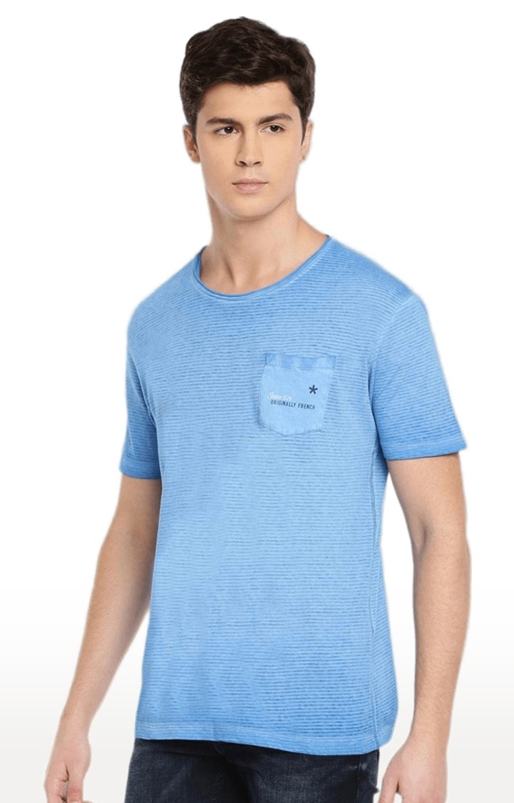 Men's Blue Striped Regular T-Shirts