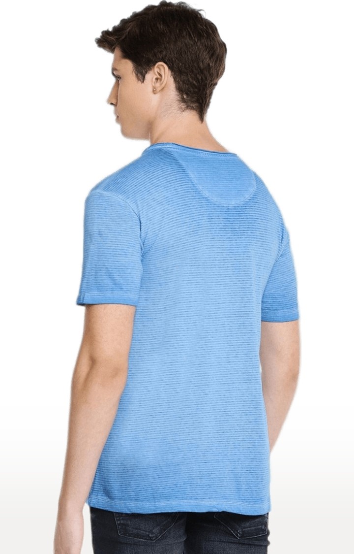 Men's Blue Striped Regular T-Shirts