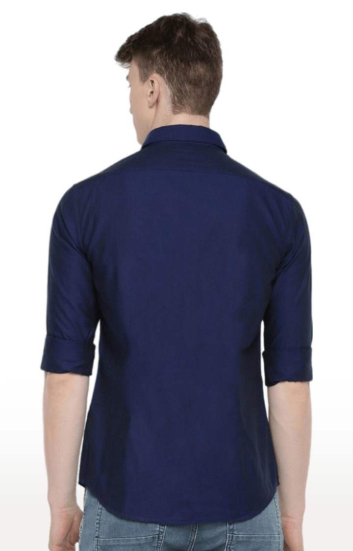 Men's Blue Solid Casual Shirts