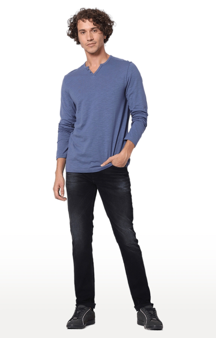 celio | Men's Blue Melange Regular T-Shirts 1