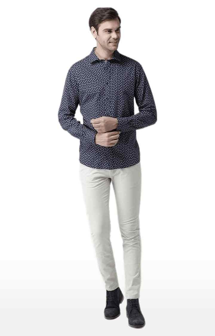 Men's Blue Printed Casual Shirts