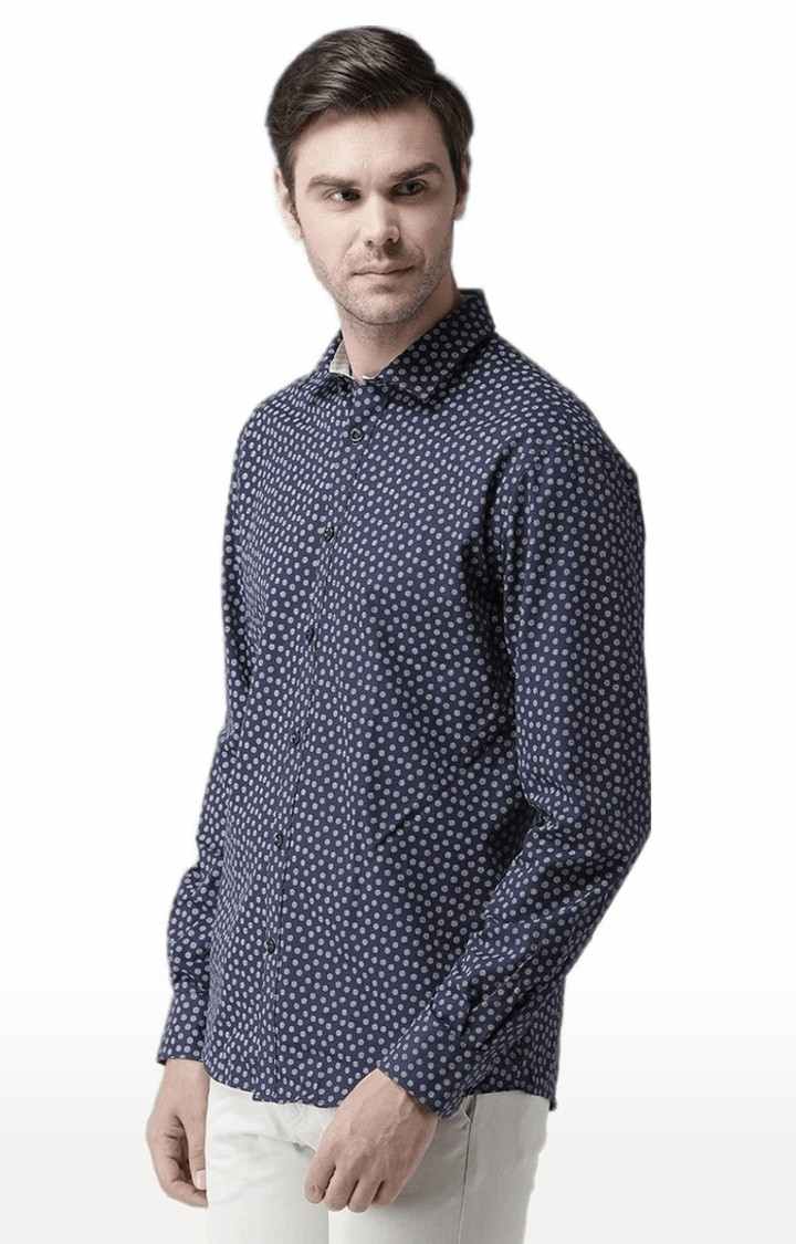 Men's Blue Printed Casual Shirts