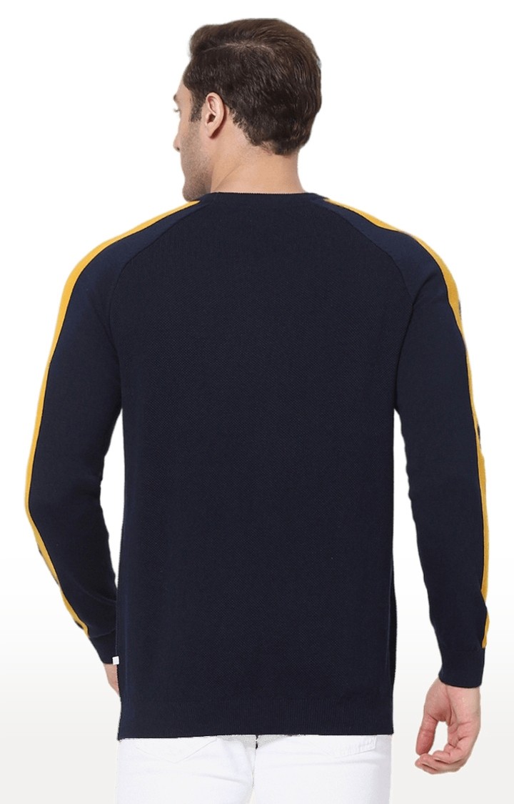 Men's Blue Solid Sweaters