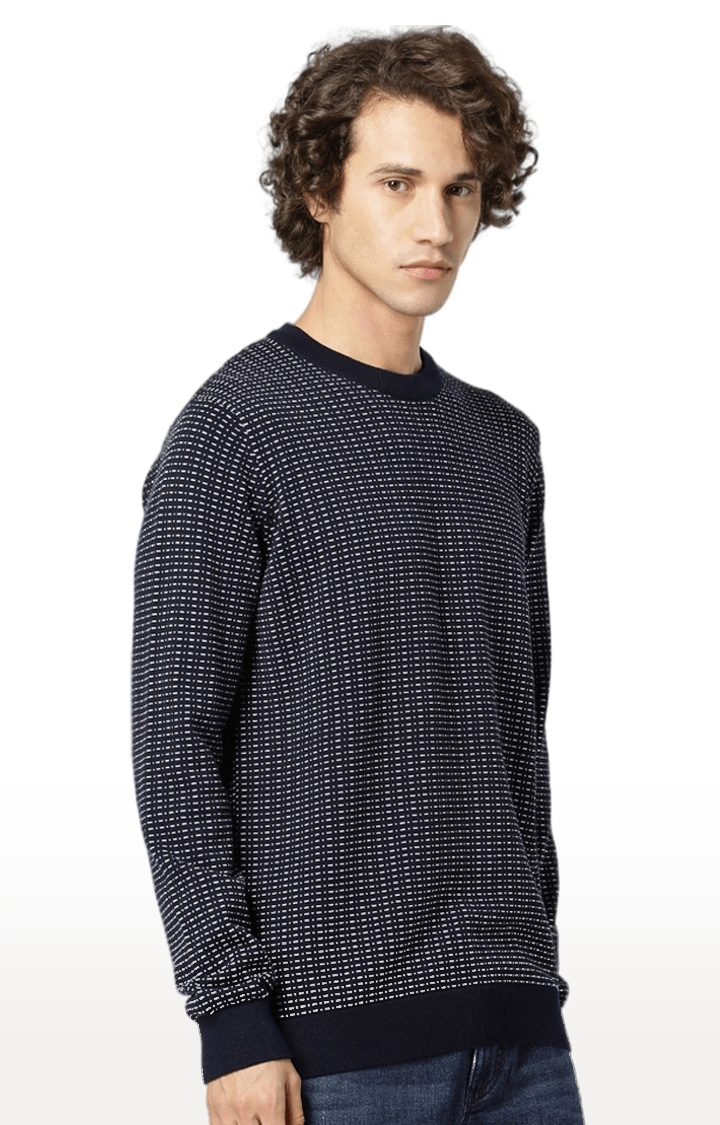 celio | Men's Blue Printed Sweaters 2