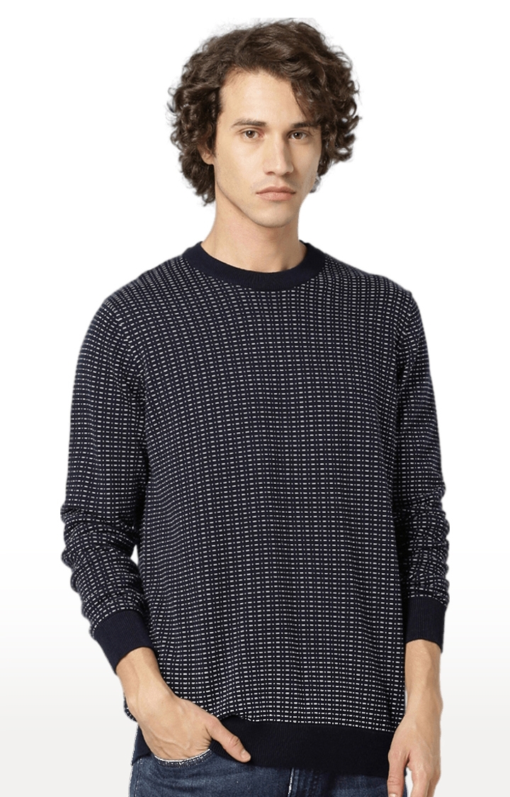 celio | Men's Blue Printed Sweaters 0