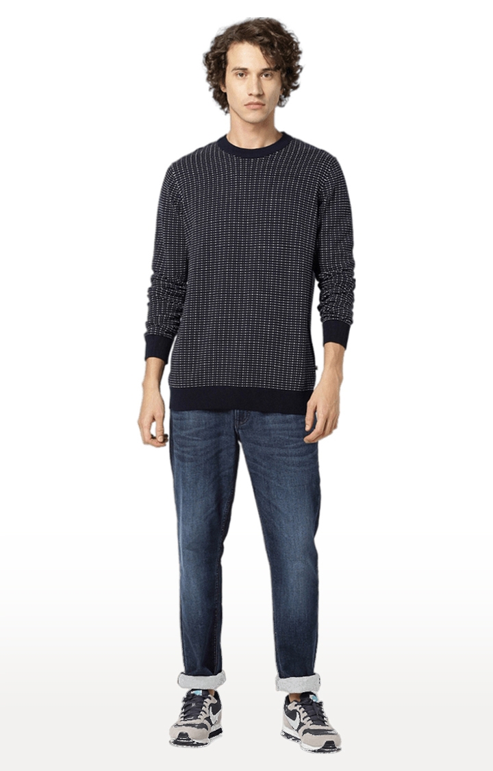 celio | Men's Blue Printed Sweaters 1