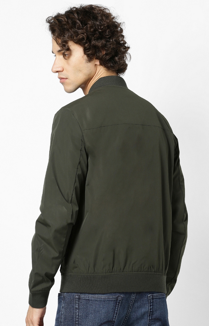 Men's Green Solid Western Jackets